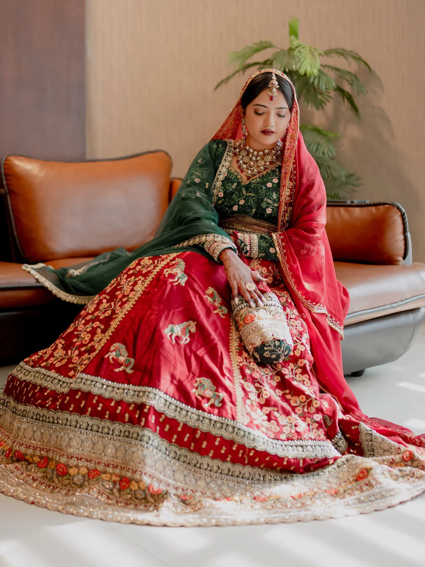 Bride in rich silk saree from the Calicut Silks bridal collection